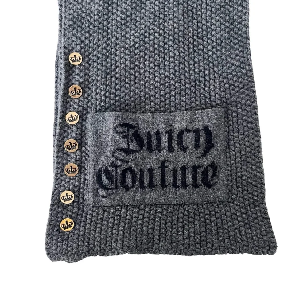 Juicy Couture Knit‎ Scarf Gray Logo Patch Y2K Retro